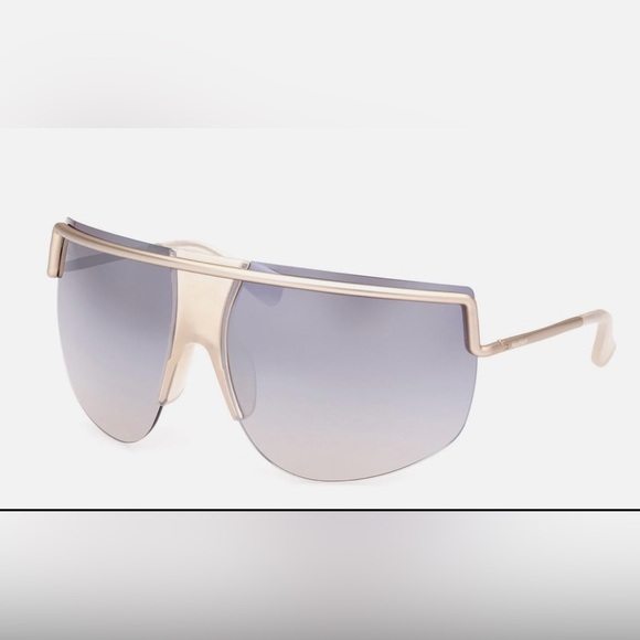 $299 Max Mara MM0050  Women Gold Shield Sophie Sunglasses Shades - Picture 1 of 4